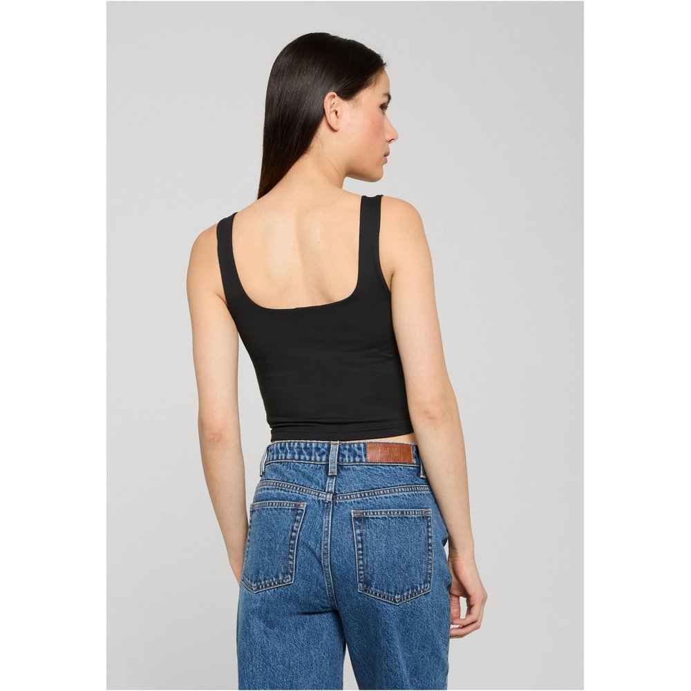 Urban Classics - Cropped Polyamide Mouwloze top - Zwart